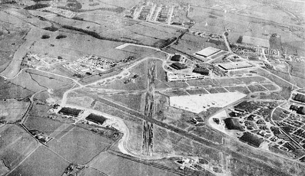 Aerial photograph of Burtonwood Airfield.